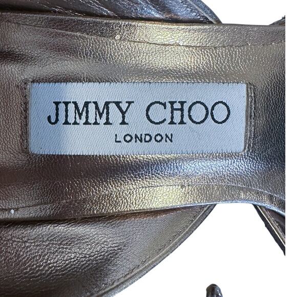 Jimmy Choo Vicky Coarse Glitter Rose Gold Ankle Wrap Ballet Pumps 38.5 - Picture 7 of 10